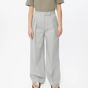 dāl the label Wool Blend Gray Pleated Wide Leg High Rise Trouser Pants Sz 6